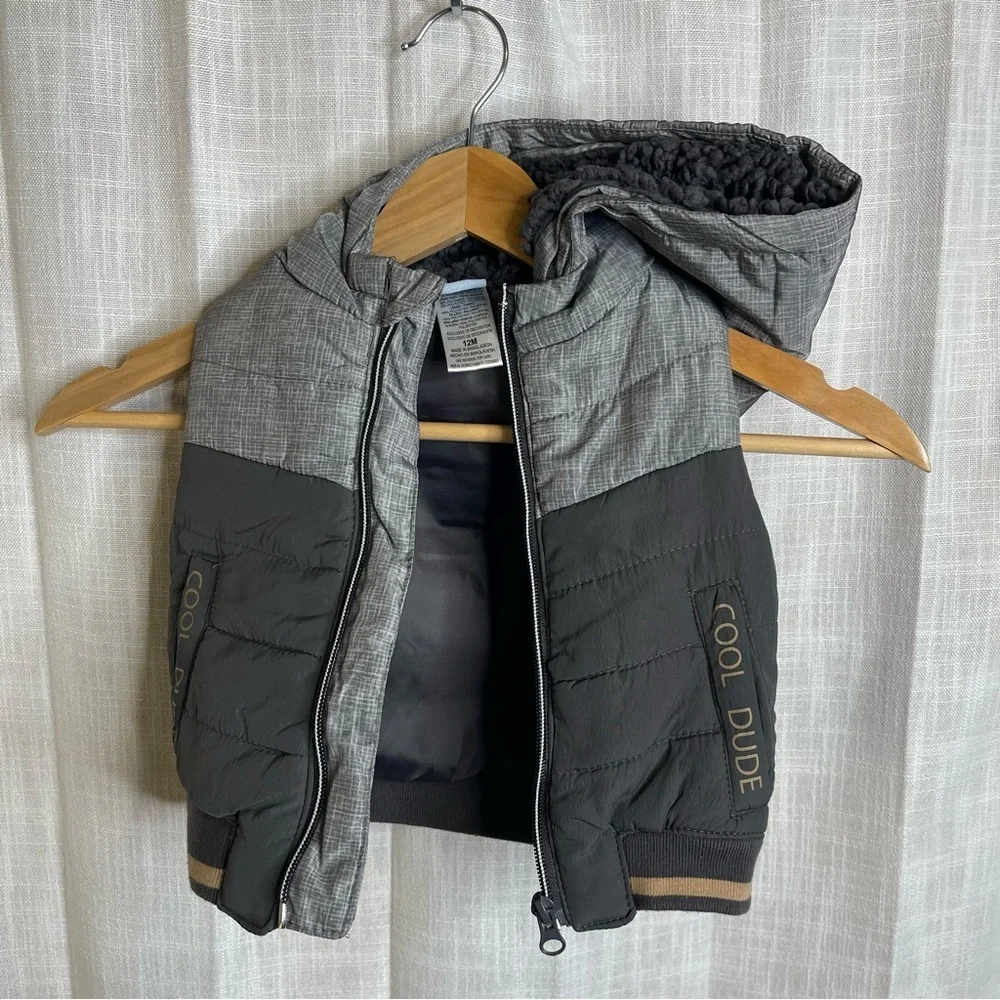 Orange Shirt and Gray Jacket Set with Beanie size 12 months baby bundle